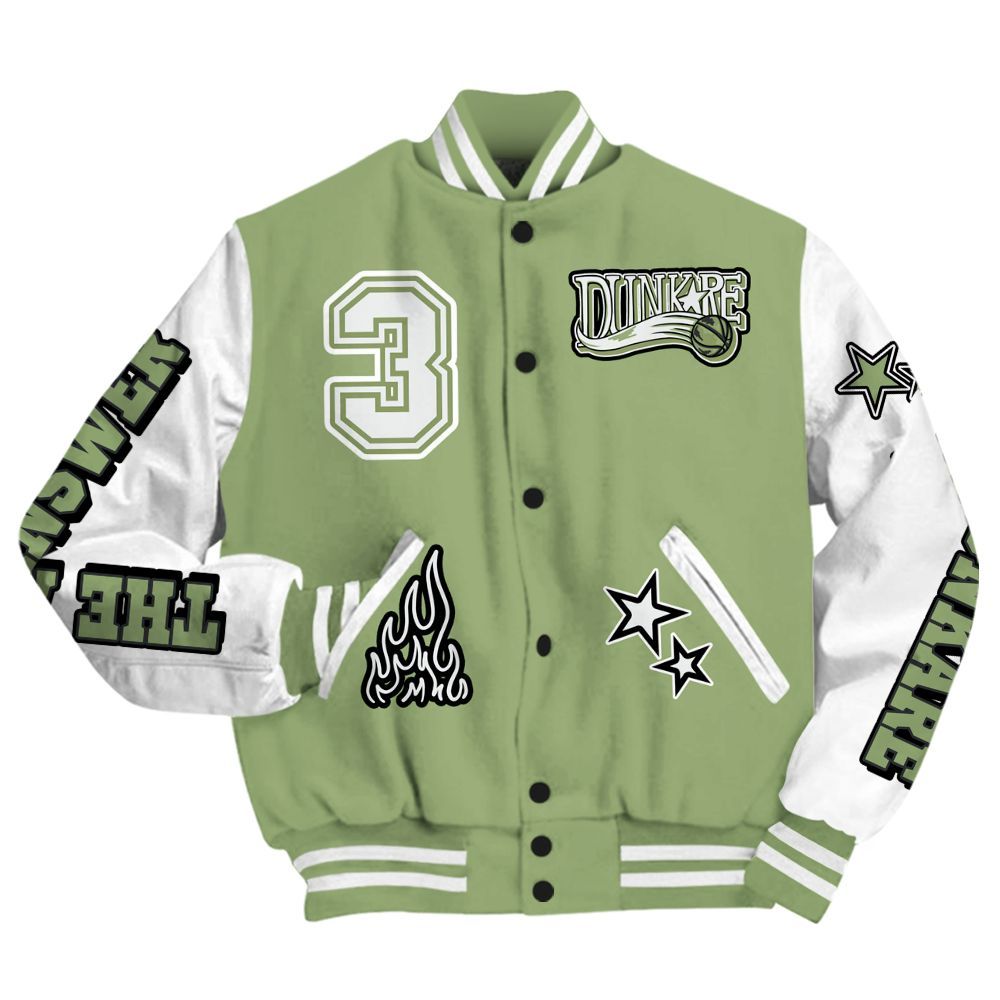 Varsity Jacket To Match Oil Green 4s - Allen Answer Skeleton All Over Print