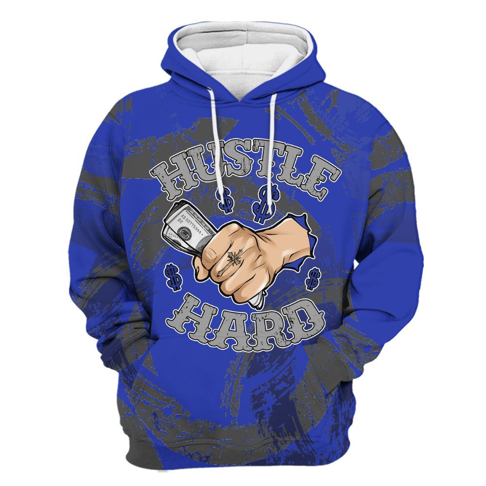 Hoodie To Match Air Max Plus Black Racer Blue - Hustles Hard! Splash All Over Print