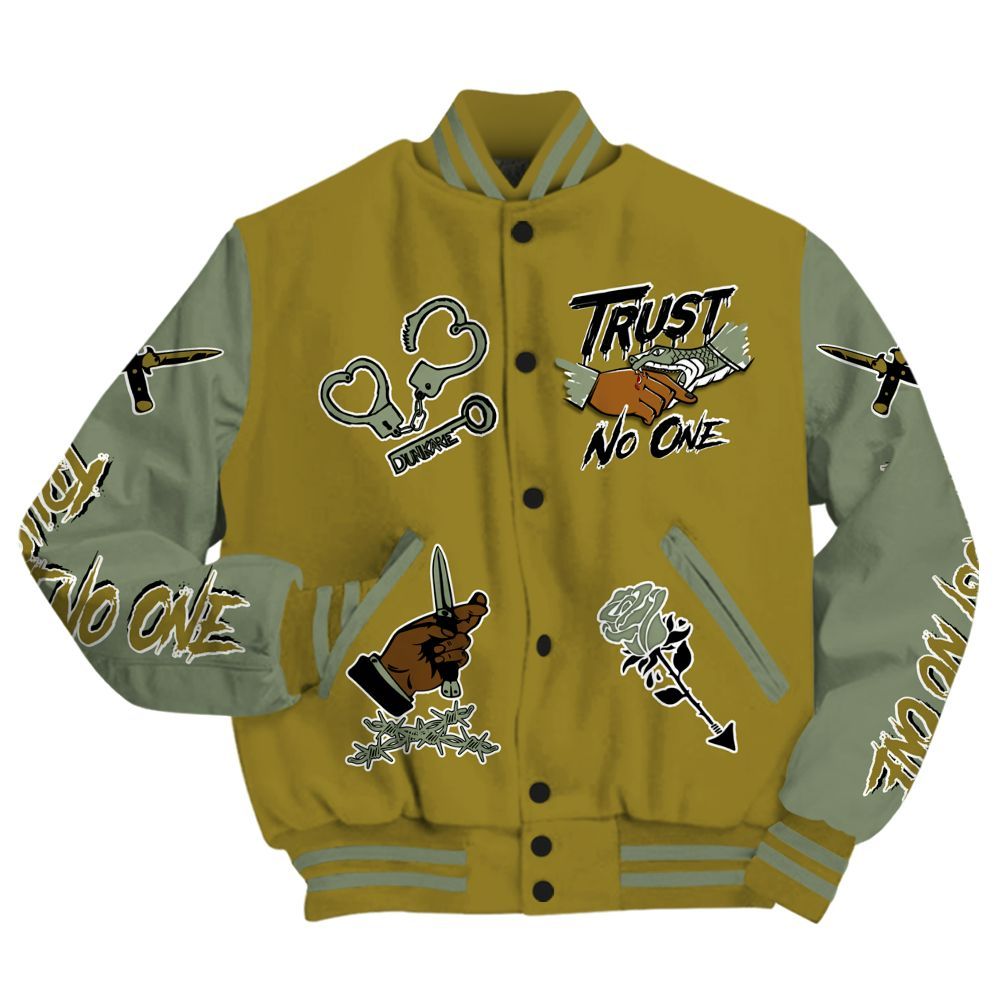 Varsity Jacket To Match Air Flightposite Metallic Gold - Trust No One Dripping All Over Print