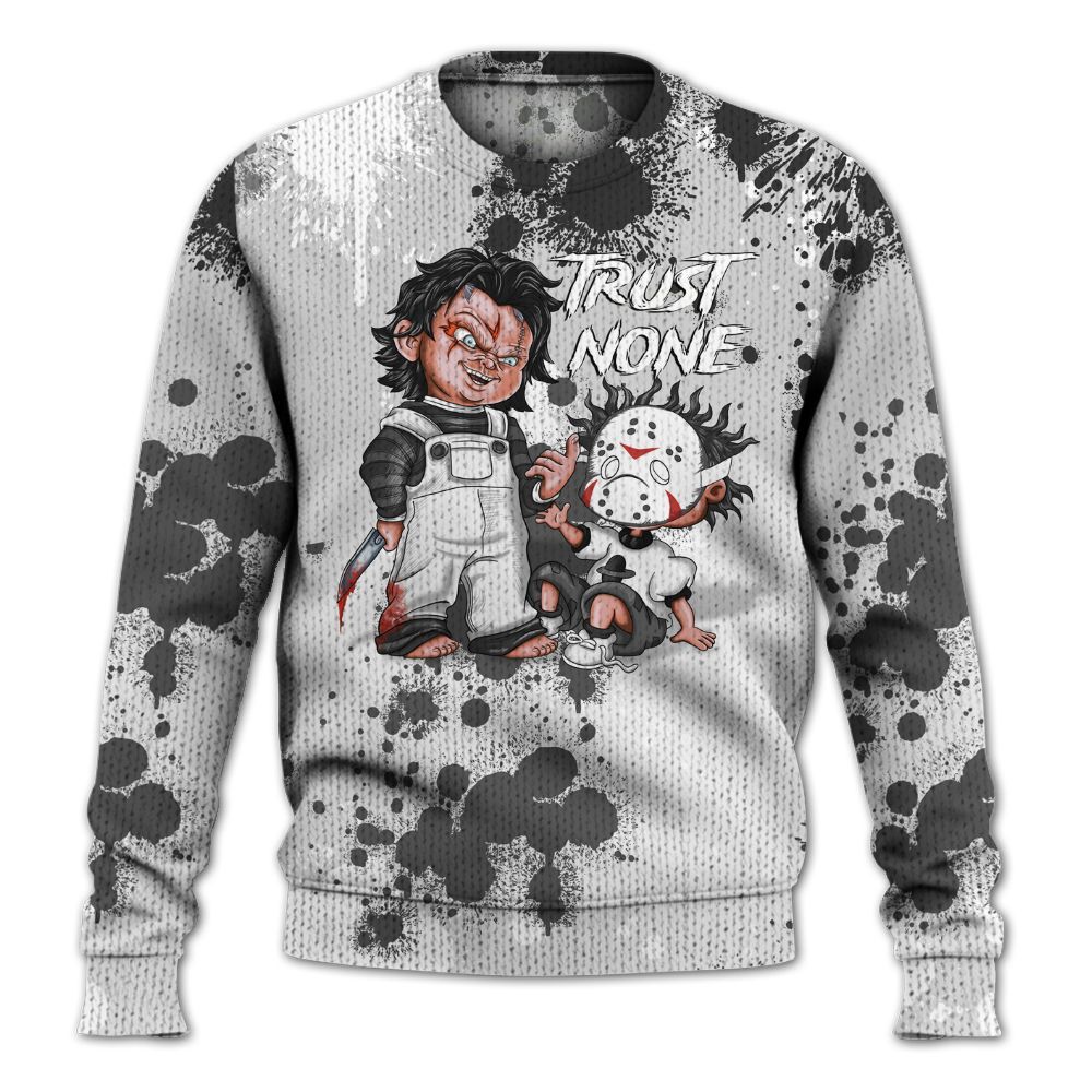 Sweater To Match Low Black Pack 14s - Trust No One Scary Graphic