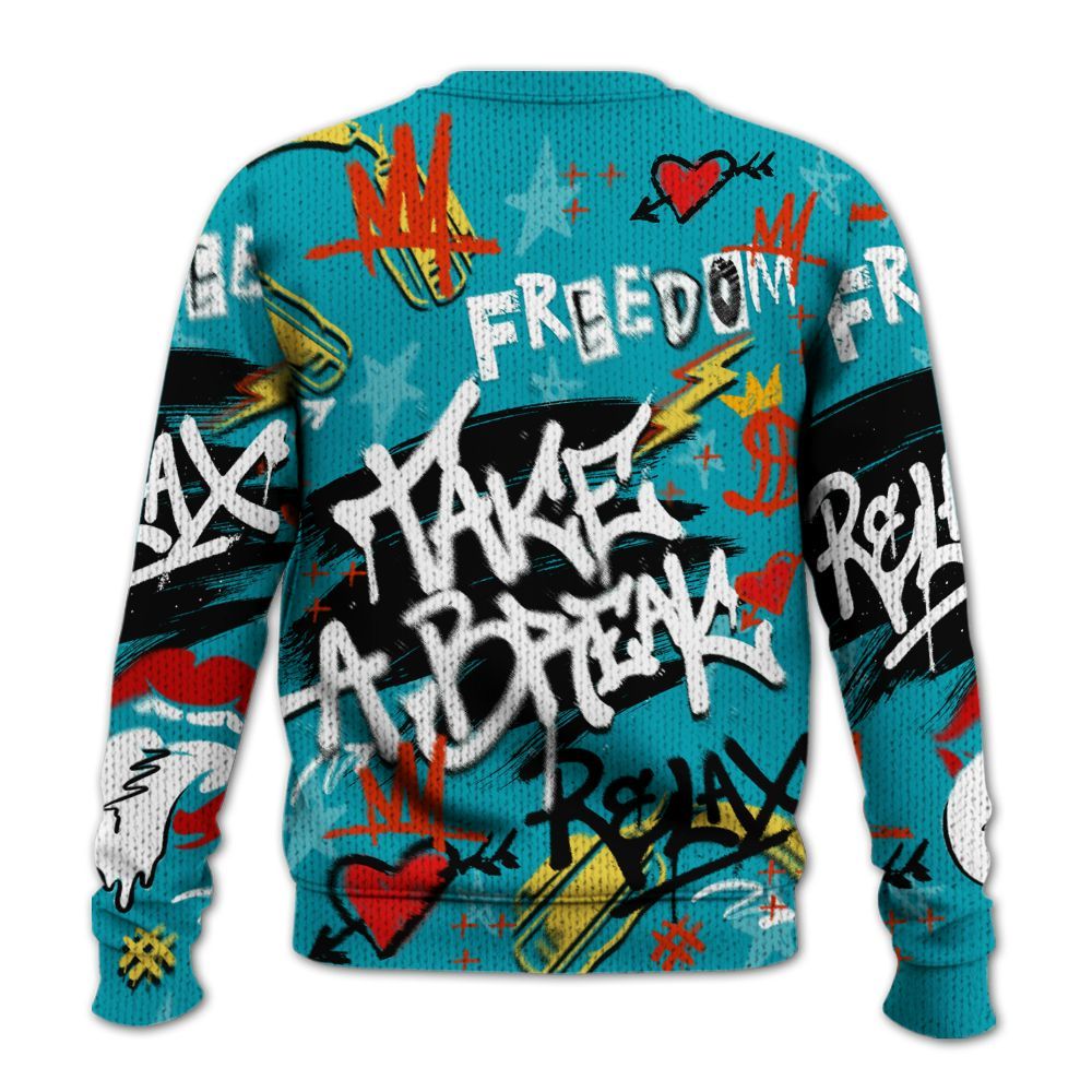 Knitted Sweater To Match Dunk Low KD 17 N7 - Take Break Freedom Graffiti Streetwear