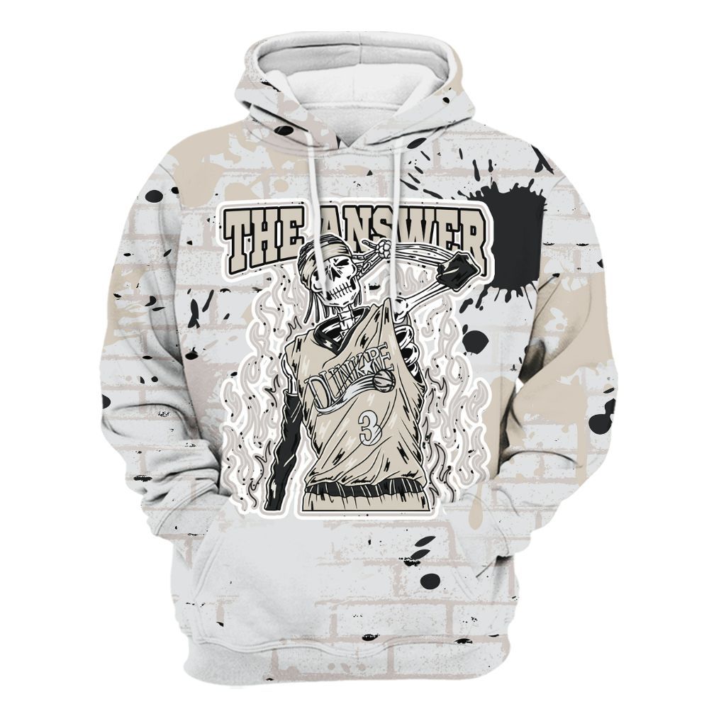 Hoodie To Match Retro Reverse Metallic 5s - Allen Answer Skeleton Brick All Over Print