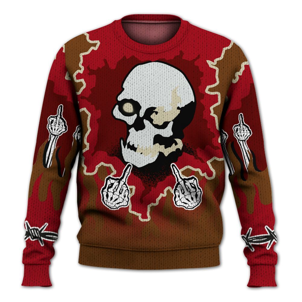 Knitted Sweater To Match Archaeo Brown 5s - F Around Find Out Graphic Trapped