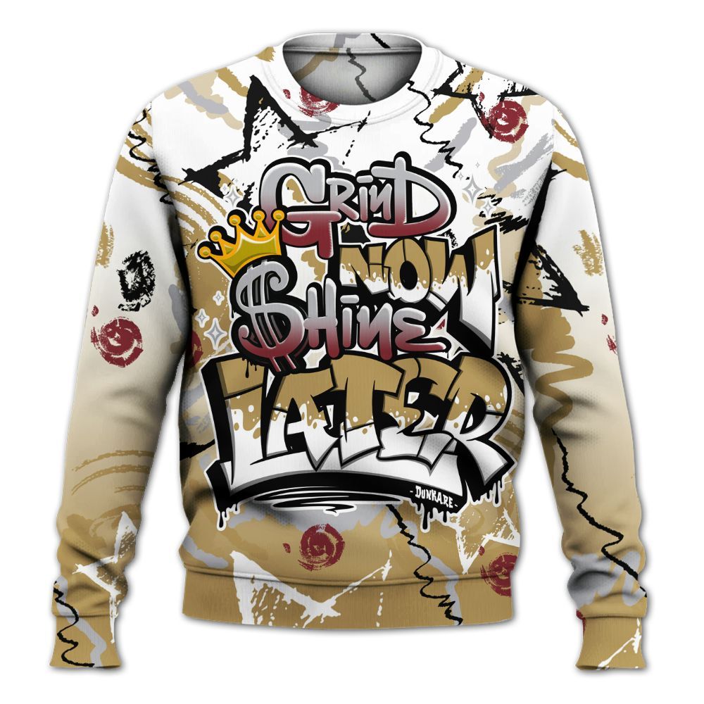 Sweatshirt To Match Kobe 4 Gold Medal - Grind Shine Later Drip All Over Print