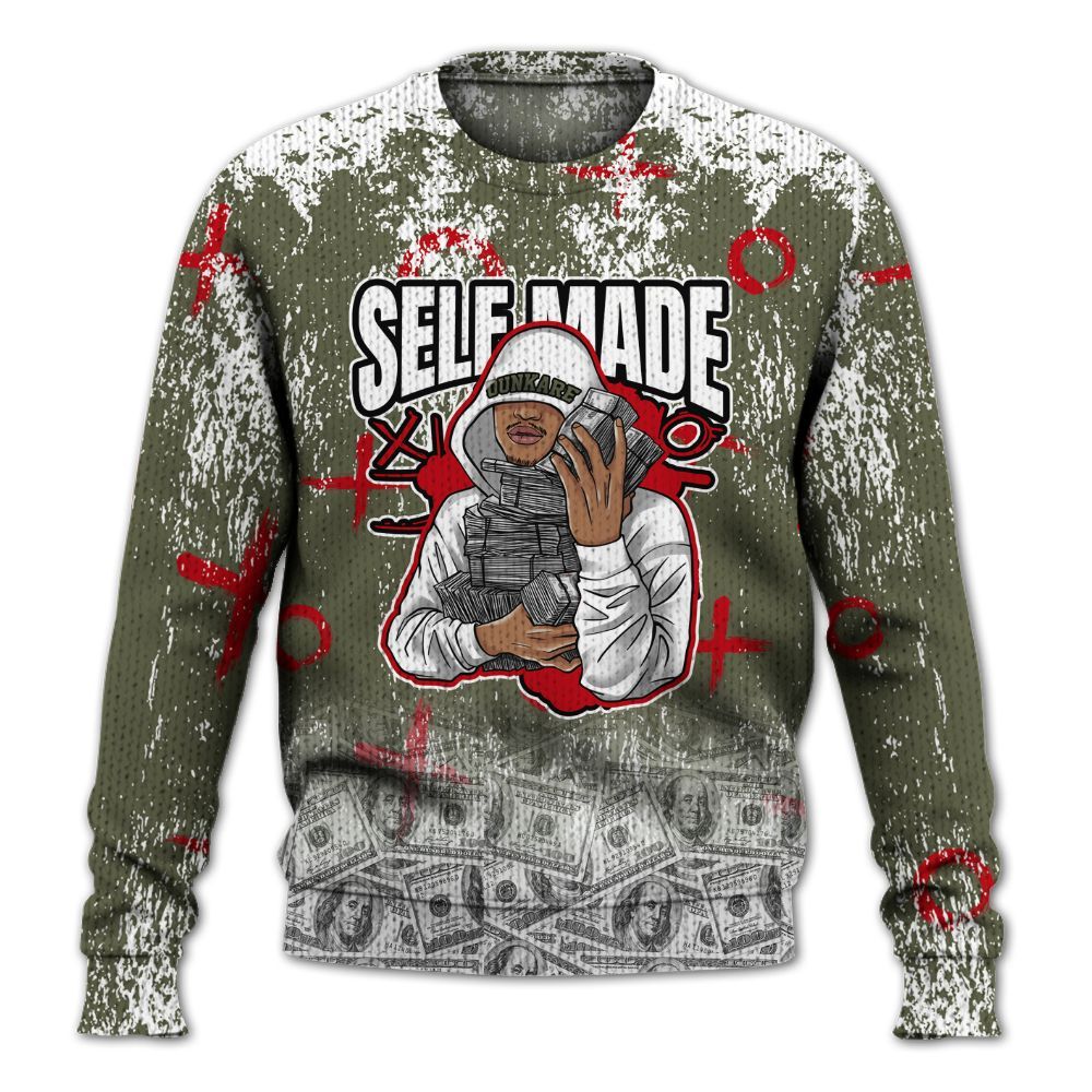 Knitted Sweater To Match Travis Scott Low OG Medium Olive 1s - Selfmade Unique Grunge