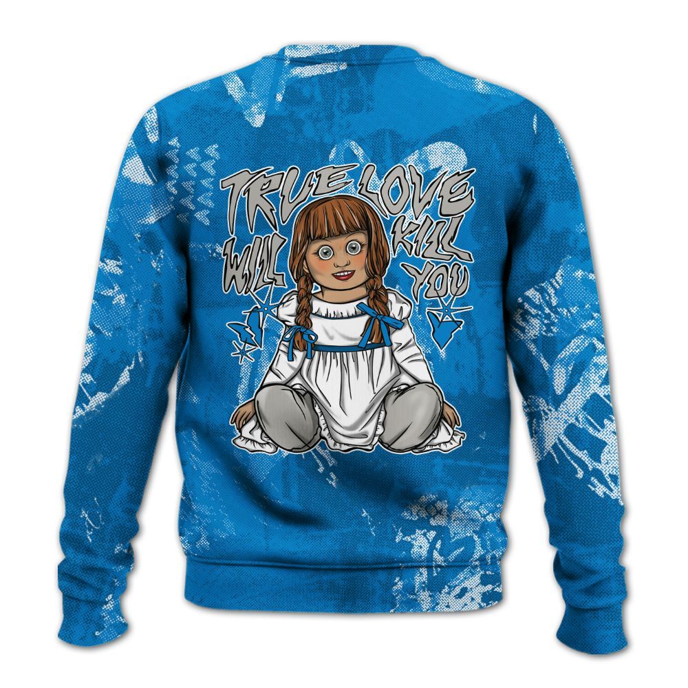 Sweatshirt To Match Military Blue 4s - Genuine Loves Bear Heart Grunge All Over Print