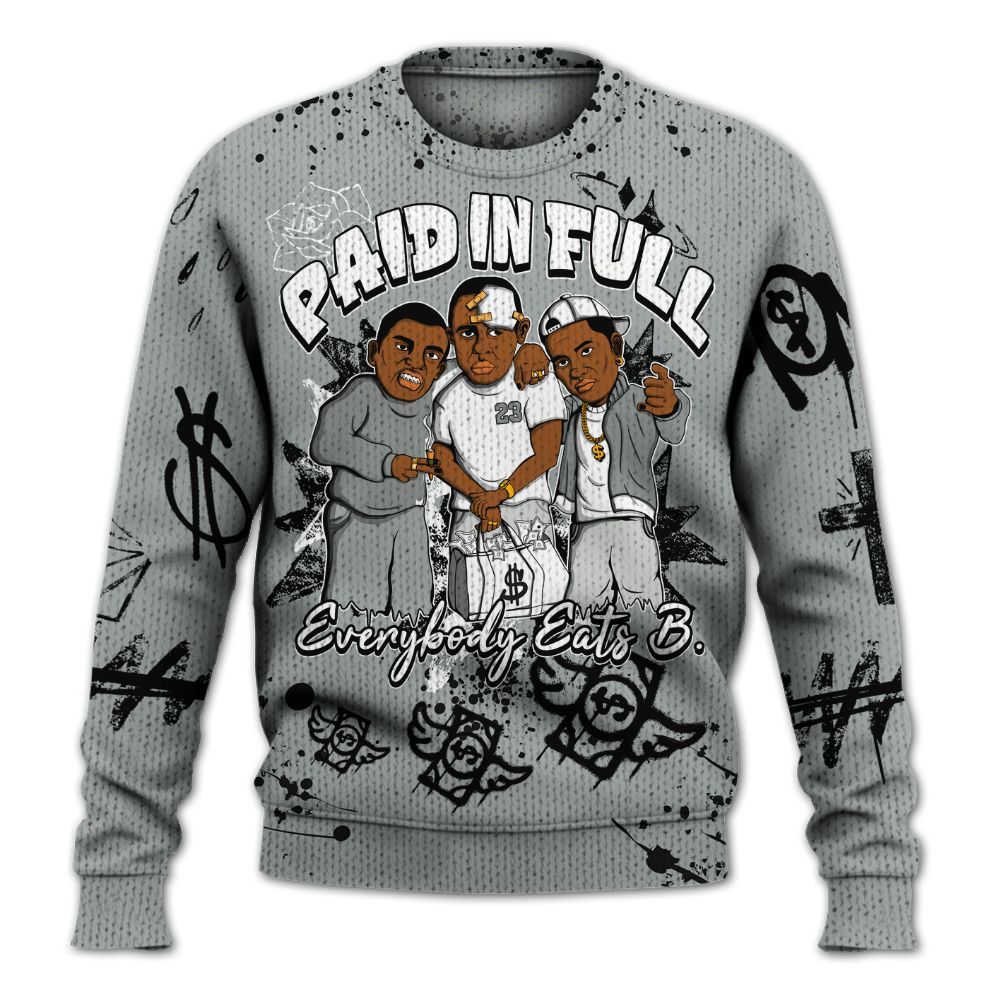 Knitted Sweater To Match Dunk Low White Light Smoke Grey - Everybody Paid In Full Crayon