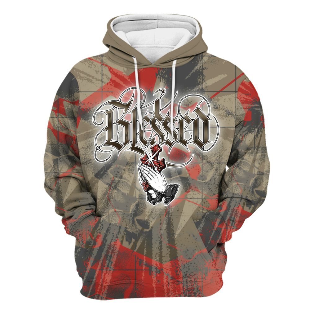 Hoodie To Match Olive 9s - God Blessed All Over Print