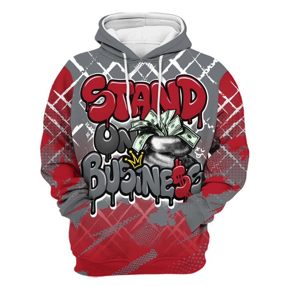 Hoodie To Match Retro Fire Red 9s - Halftone Stand Business Dripping All Over Print