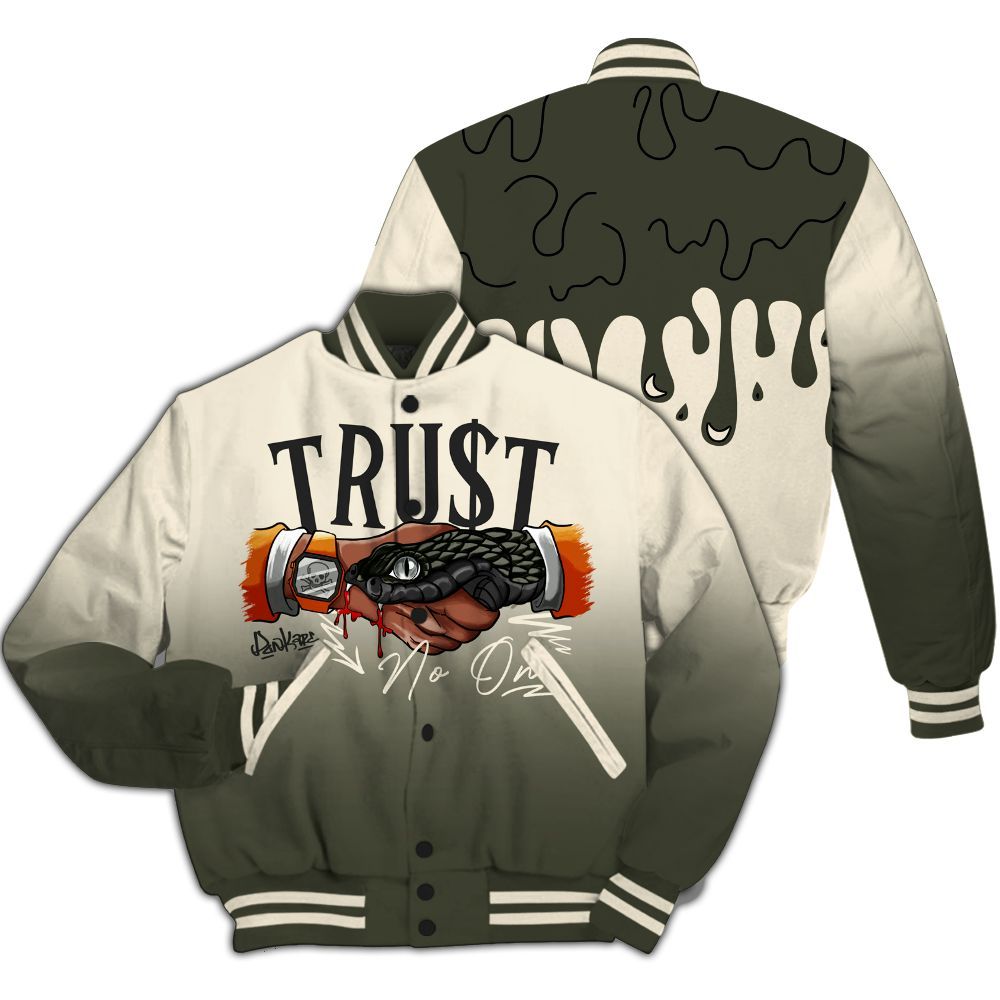 Varsity Jacket To Match Retro Undefeated 4s - Trust No One Drip All Over Print