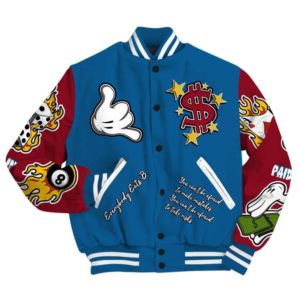 Varsity Jacket To Match Mid Team USA 1s - Everybody Paid In Full Graphic All Over Print