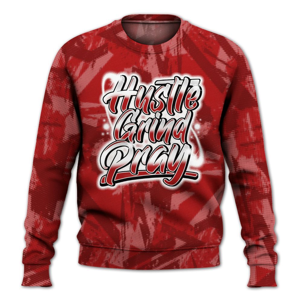 Sweatshirt To Match Red Taxi 12s - Hustles And Prayer Graphic Halftone All Over Print