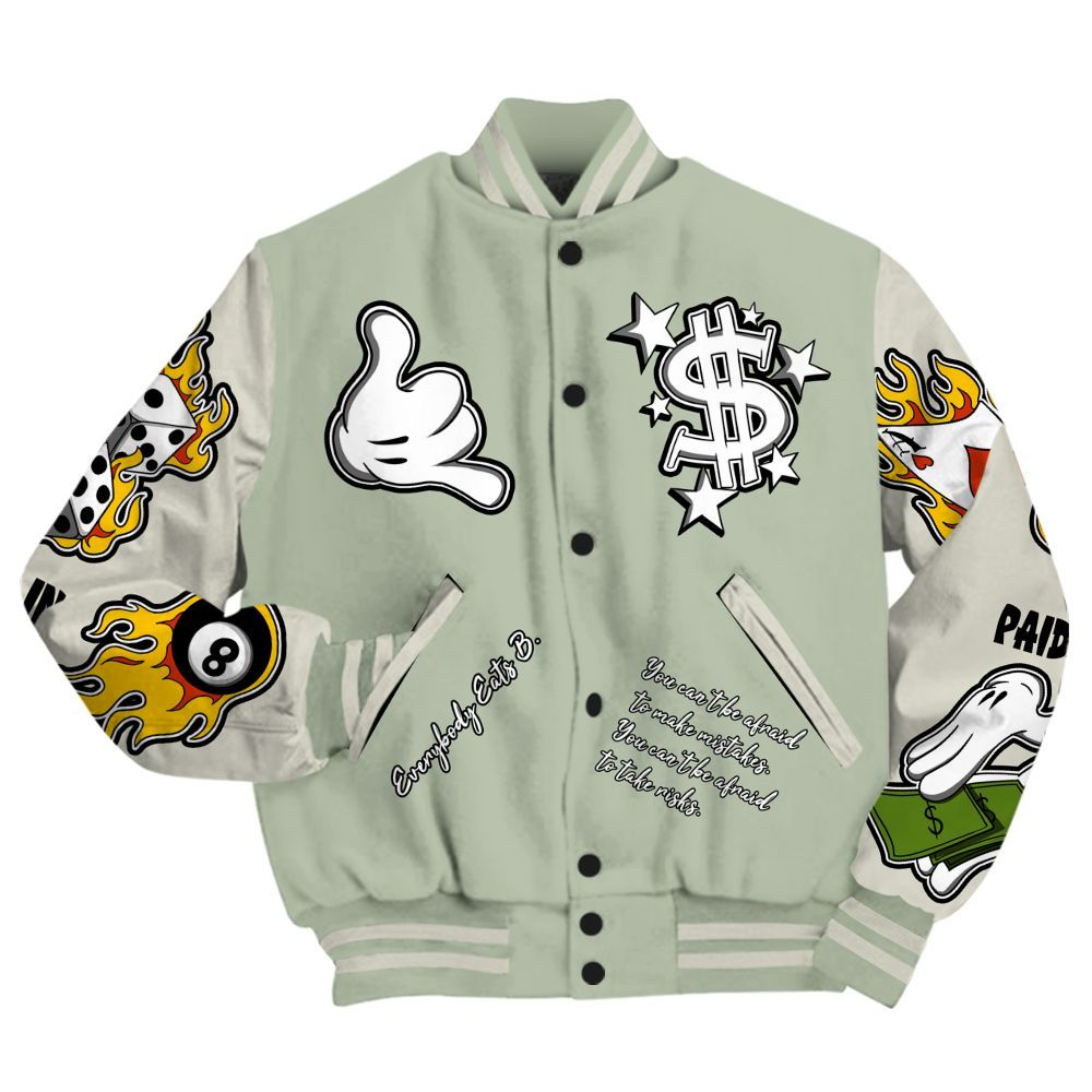Varsity Jacket To Match Seafoam Sail 4s - Funny Everybody Paid In Full Graphic All Over Print
