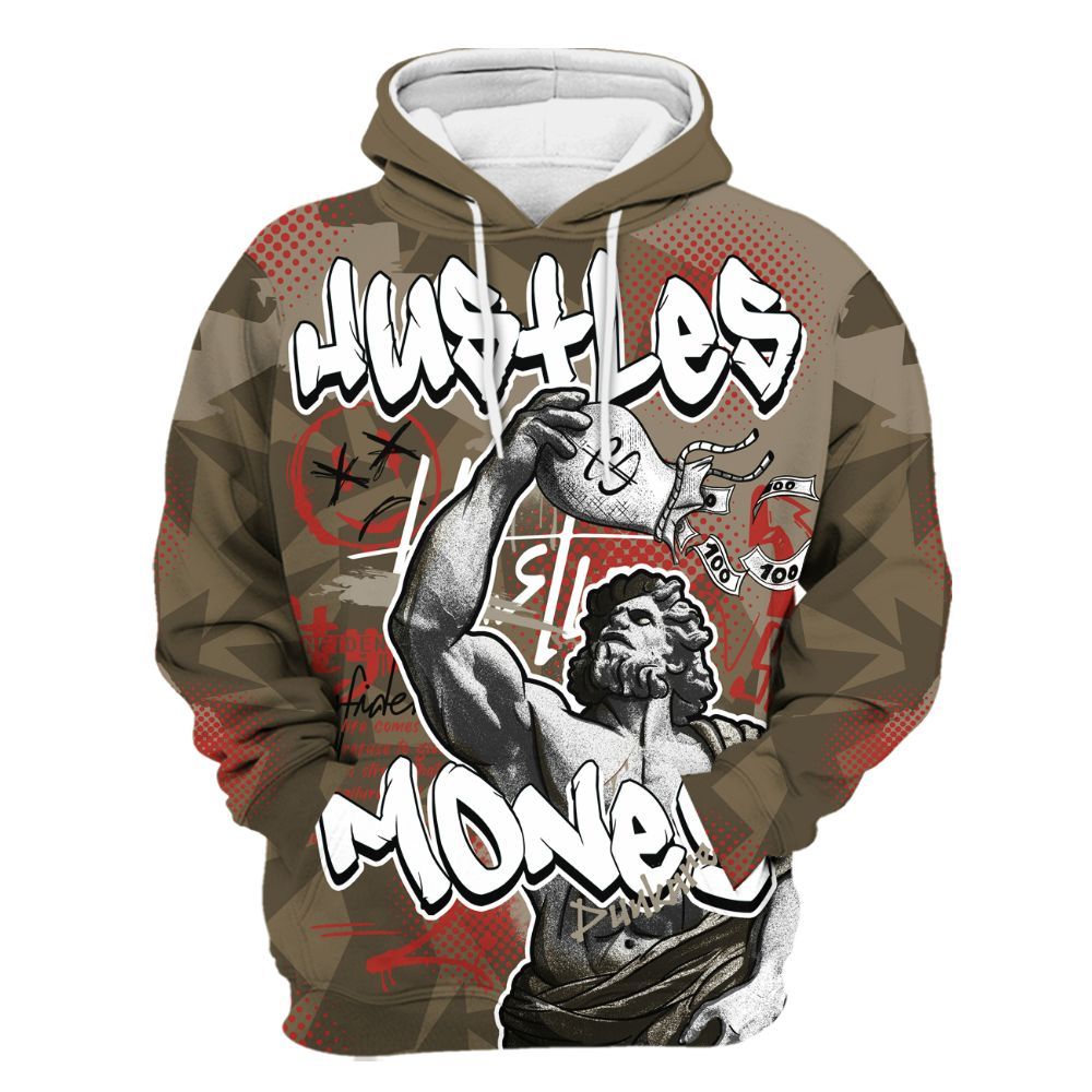 Hoodie To Match Olive 9s - Huslte Money Retro All Over Print