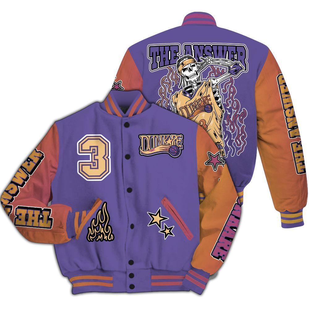 Varsity Jacket To Match Book Sunset 1s - Allen Answer Skeleton All Over Print