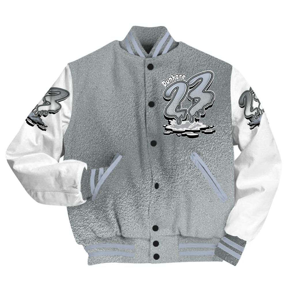 Varsity Jacket To Match White Metallic 2026 5s - Custom Name 23 Drip All Over Print