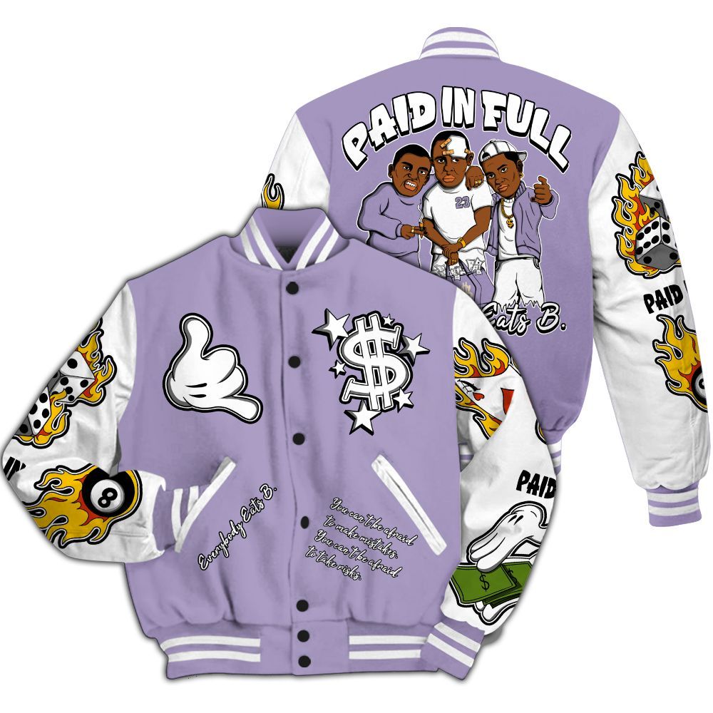Varsity Jacket To Match Low Pure Violet 11s - Everybody Paid In Full Graphic All Over Print