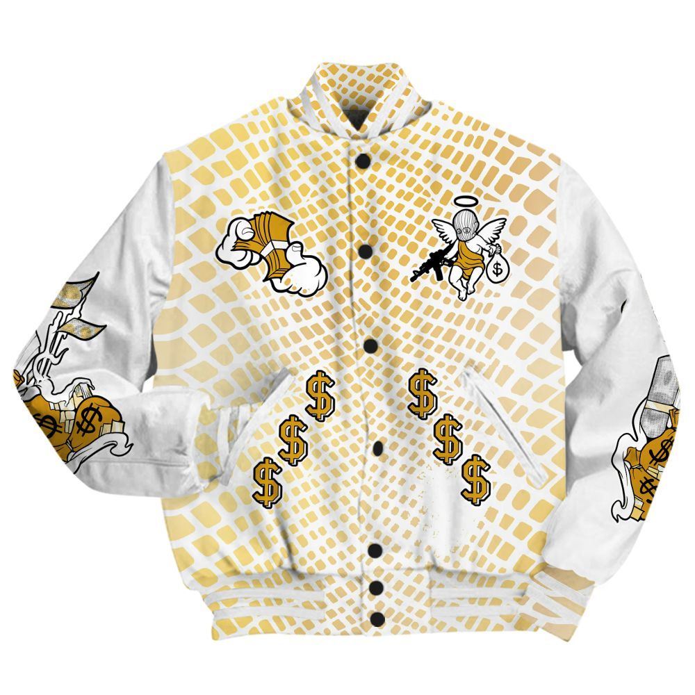 Varsity Jacket To Match Low Yellow Python 11s - Ones Move In Silence Graphic All Over Print