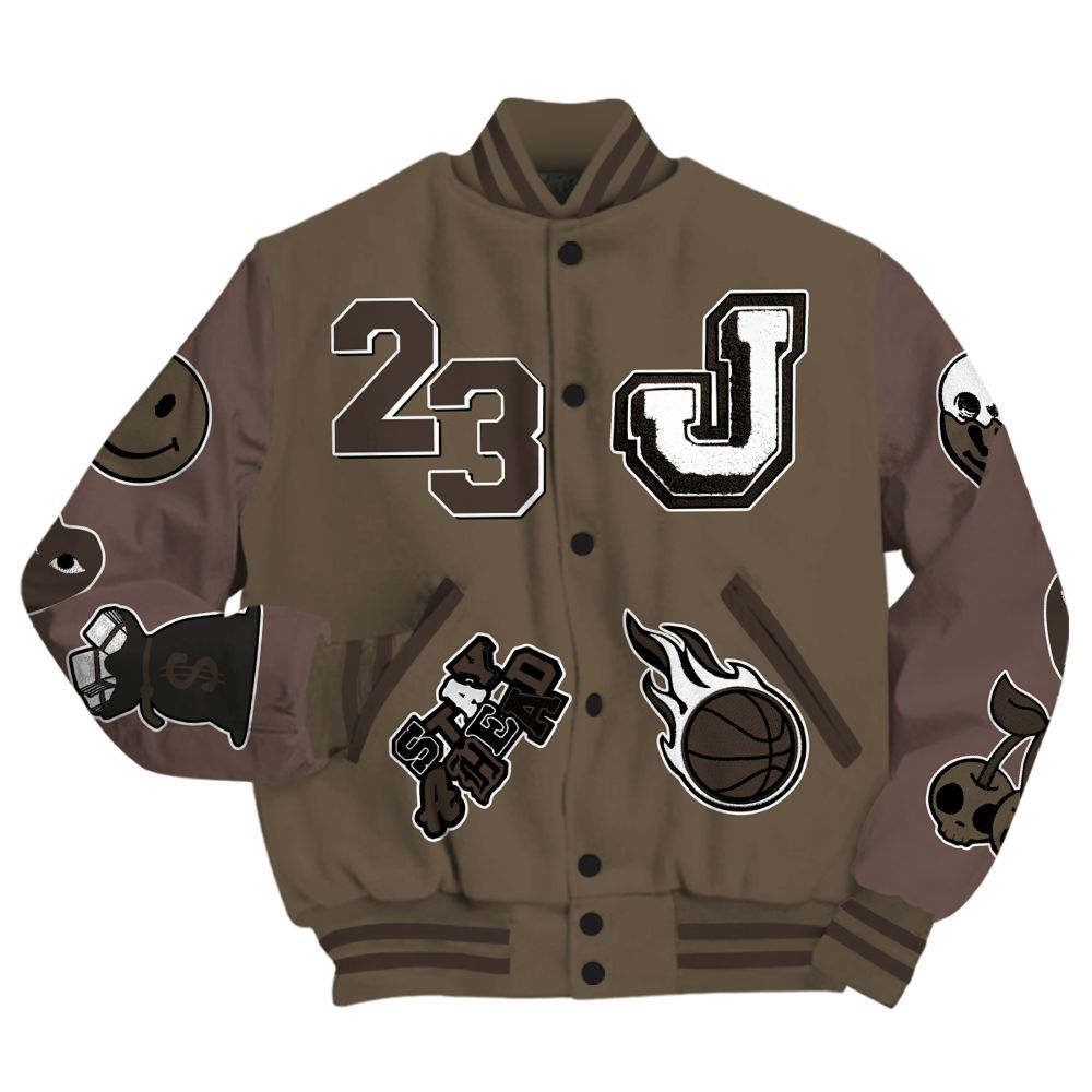 Varsity Jacket To Match AMM Dark Mocha 4s - Hustles Money Number 23 All Over Print