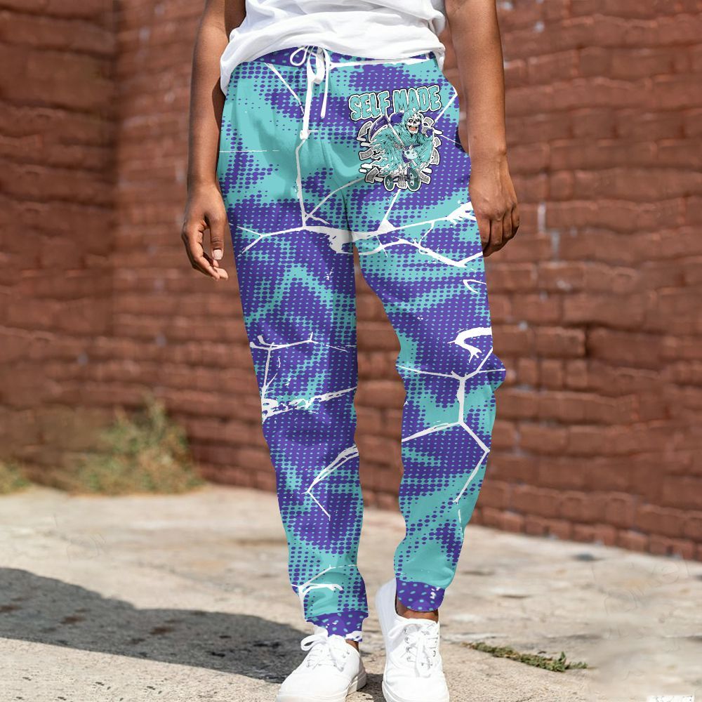 Sweatpant To Match Low Hornets 1s - Self Made Skeleton Crack All Over Print