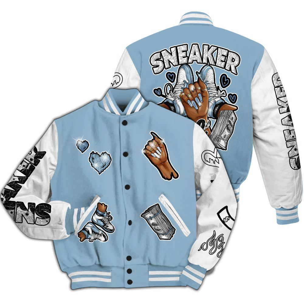 Varsity Jacket To Match High University Blue 1s - Sneakerz Girlz All Over Print
