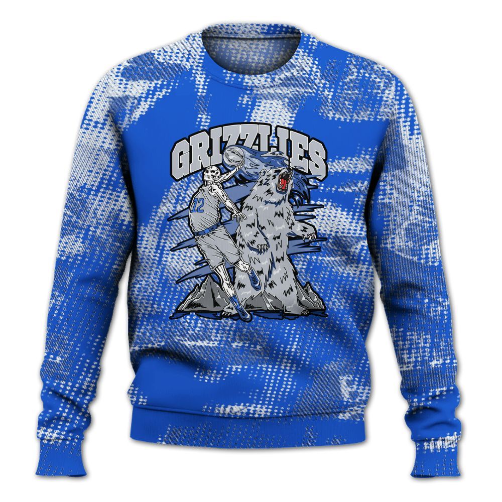 Sweatshirt To Match Air Foamposite One Royal - Grizzly Bear Skeleton Brown Sugar All Over Print