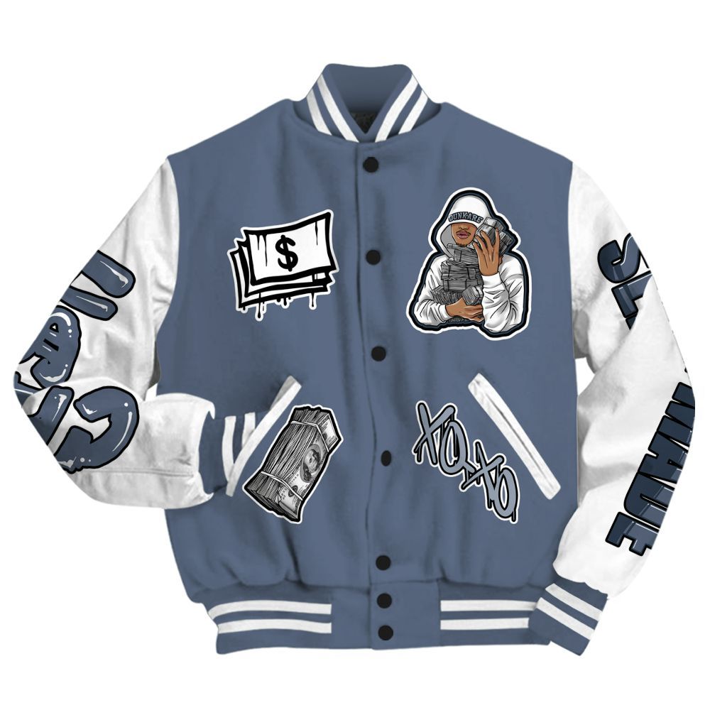 Varsity Jacket To Match Low Diffused Blue 11s - Selfmade Unique All Over Print