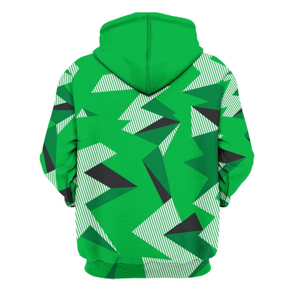 Hoodie To Match Lucky Green 5s - Geometric Camouflage Pattern All Over Print