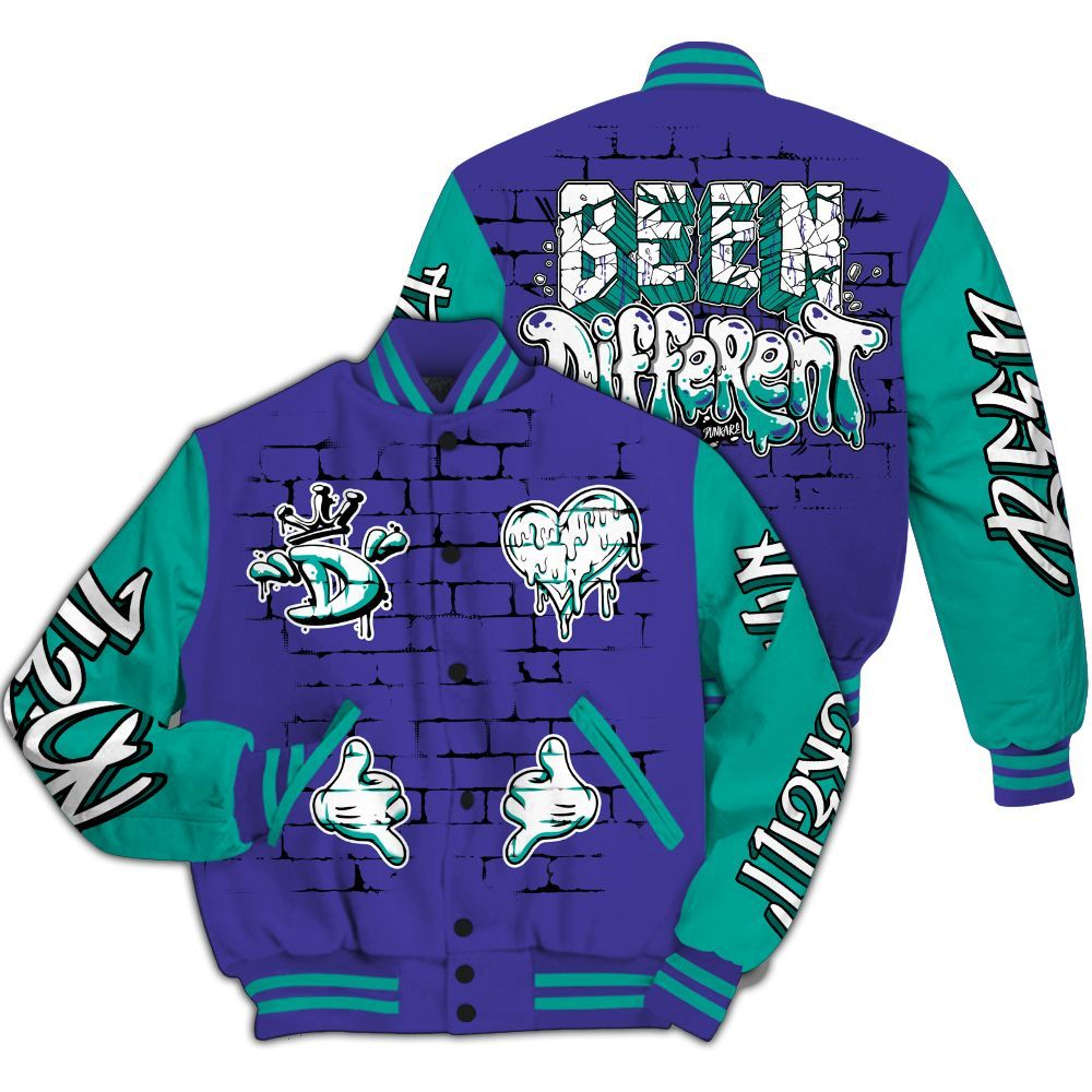 Varsity Jacket To Match Retro Grape 5s - Been Different Grunge Graffiti All Over Print