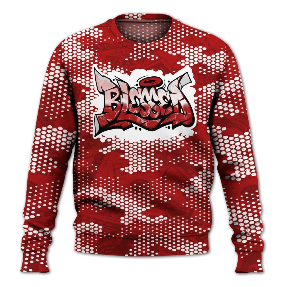 Sweatshirt To Match Red Taxi 12s - Blessing Graphic Banknotes All Over Print