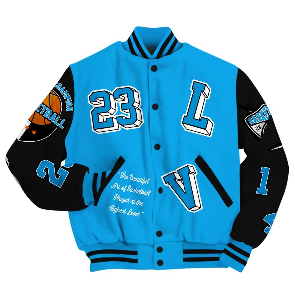 Varsity Jacket To Match Black University Blue 2022 13s - The GOAT Got Em Streetwear All Over Print