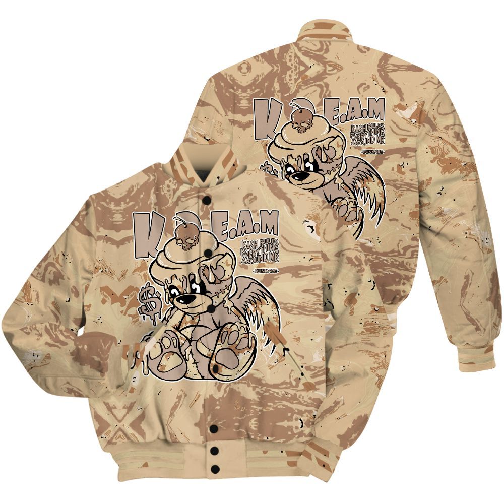 Varsity Jacket To Match Desert Camo 3s Shirt - Loot Bear Liquid All Over Print