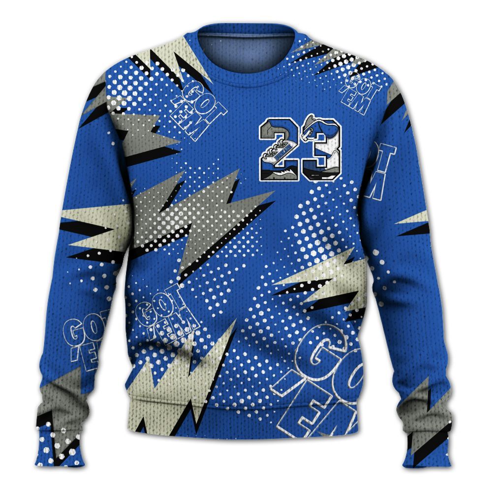 Knitted Sweater To Match Lucky Shorts 3s - Custom Name Number 23 5s