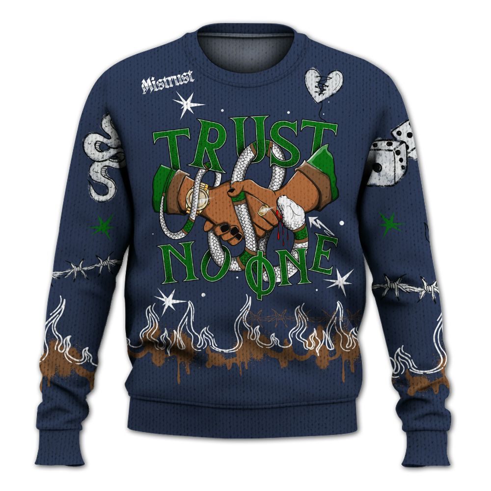 Knitted Sweater To Match Midnight Navy 13s - Trust No One Snake-Bite Doodle Crayon