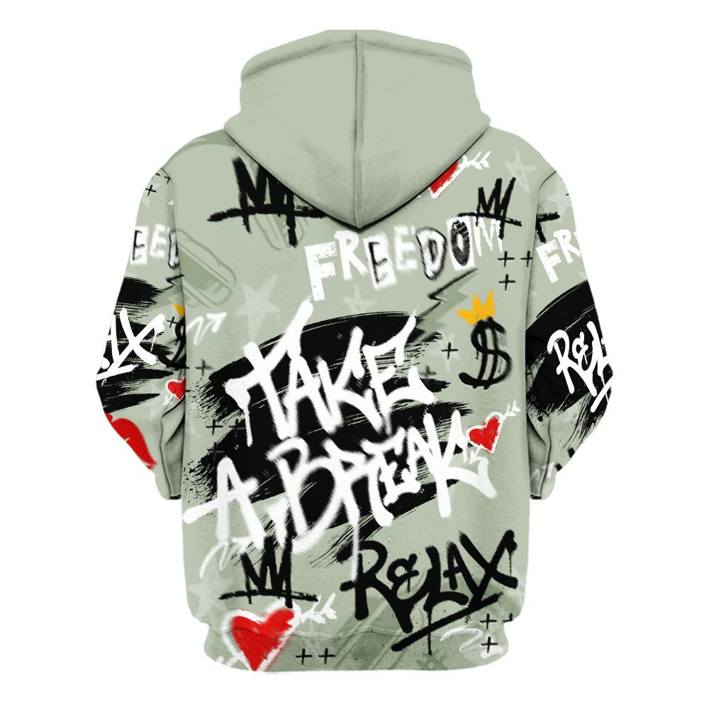 Hoodie To Match Seafoam Sail 4s - Take Break Freedom Graffiti Streetwear All Over Print