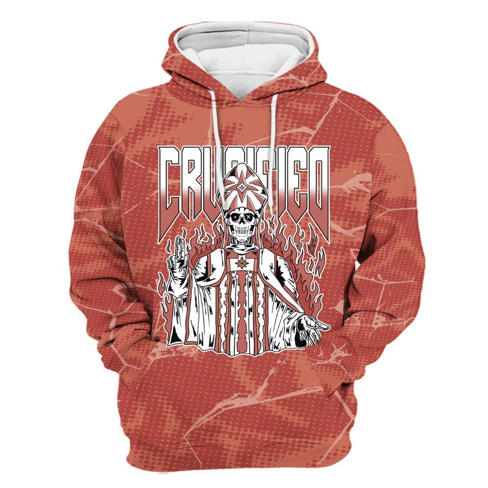 Hoodie To Match Dune Red 13s - Crucified Skeleton Crack All Over Print