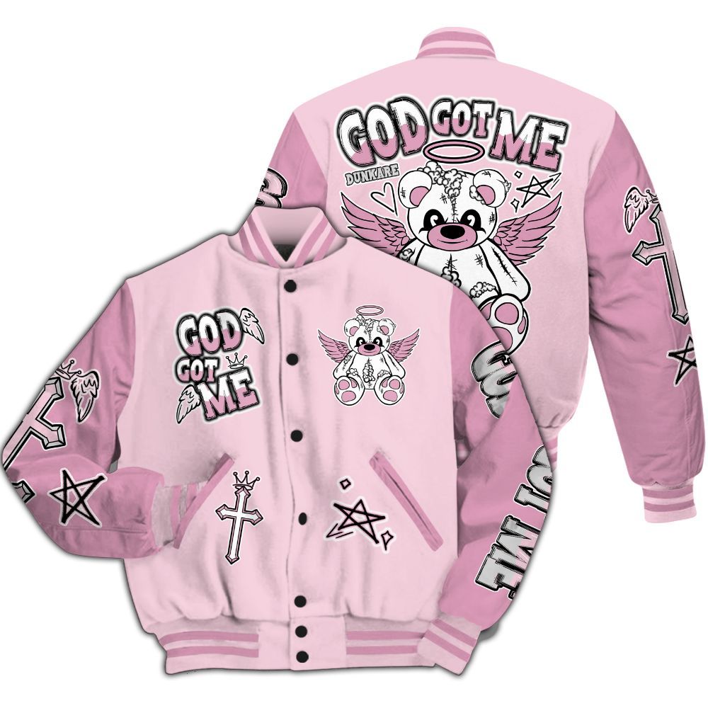 Varsity Jacket To Match Orchid 4s - Gods Guides Me Bear All Over Print