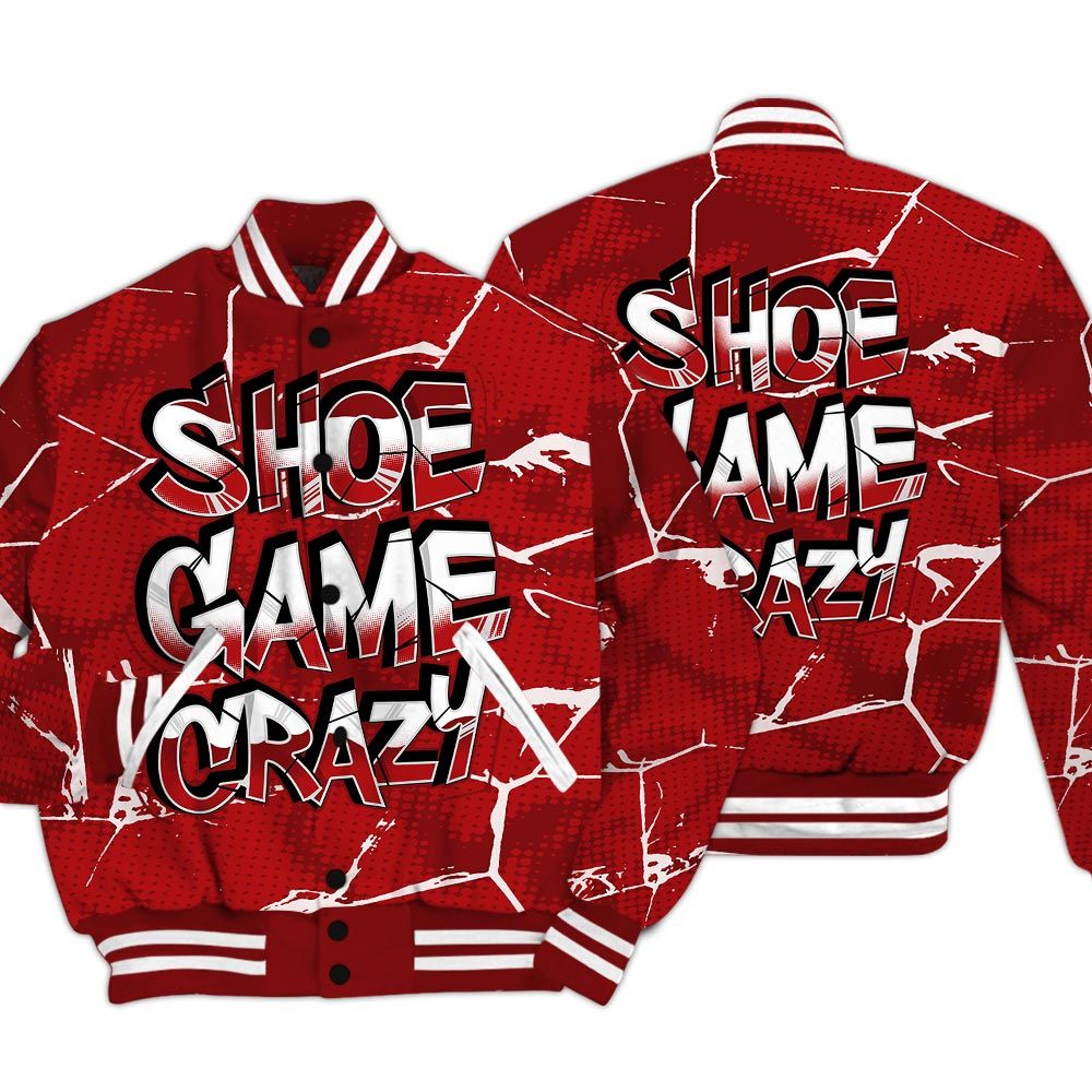 Varsity Jacket To Match Red Taxi 12s - Shoe Game Crazy White Graphic Crack Varsity Jacket Unisex