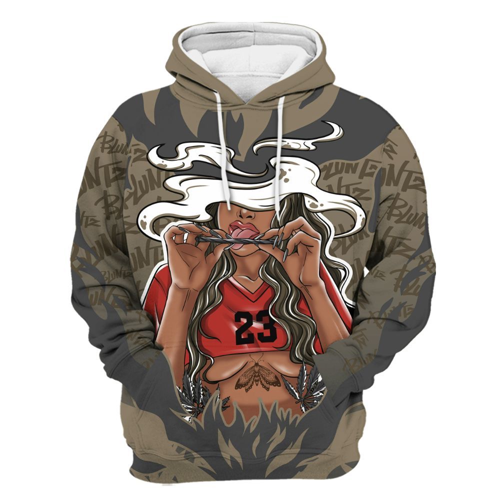 Hoodie To Match Olive 9s - Bluntz Burnz Graphics All Over Print