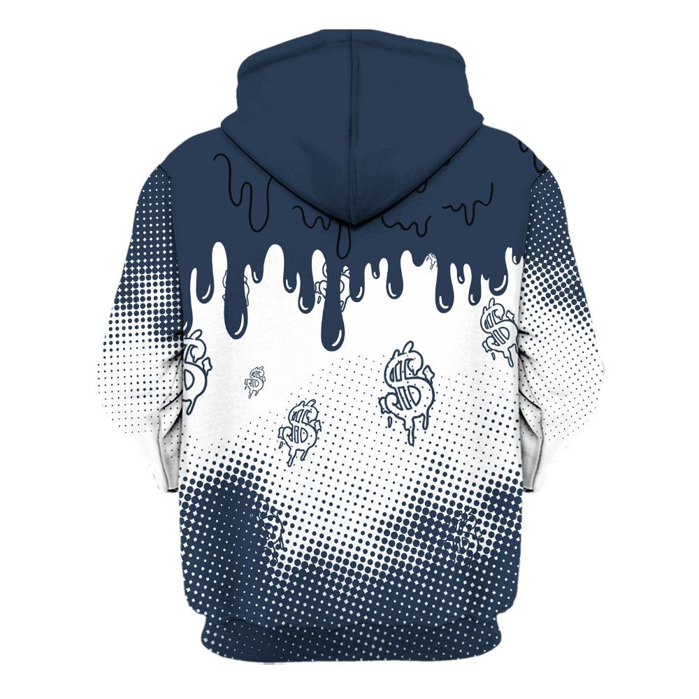 Hoodie To Match White Midnight Navy 6s - Loot Bear Unique Drip All Over Print