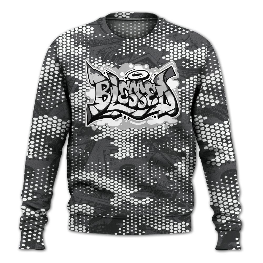 Sweatshirt To Match White Thunder 4s - Blessing Graphic Banknotes All Over Print