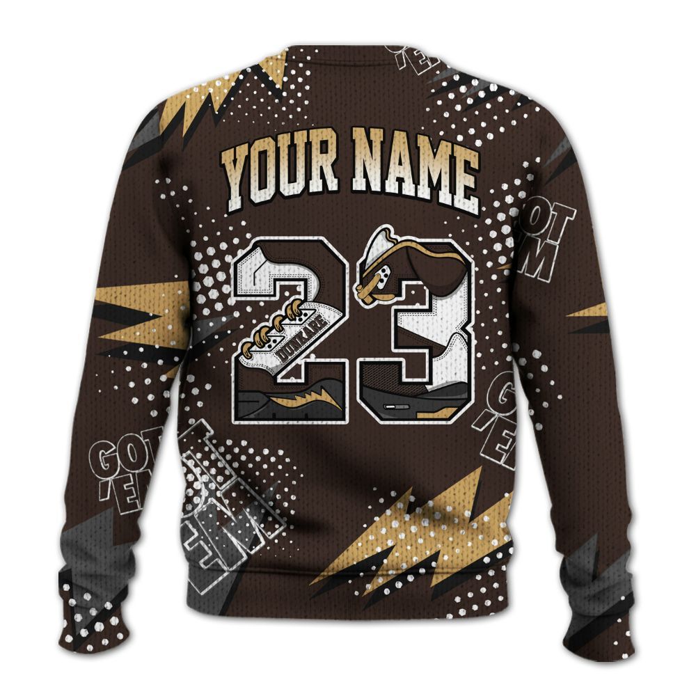 Knitted Sweater To Match 2025 Retro Earth 5s - Custom Name Number 23 5s