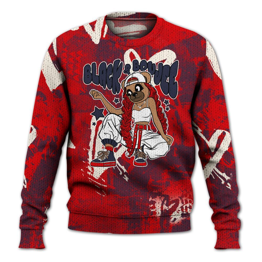Knitted Sweater To Match Low OG Howard University 1s - Boujee Girls Bear Heart Grunge