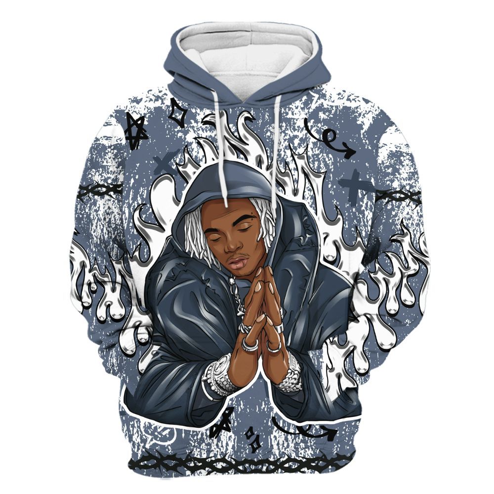 Hoodie To Match Low Diffused Blue 11s - Trappin' Unique Graphics All Over Print