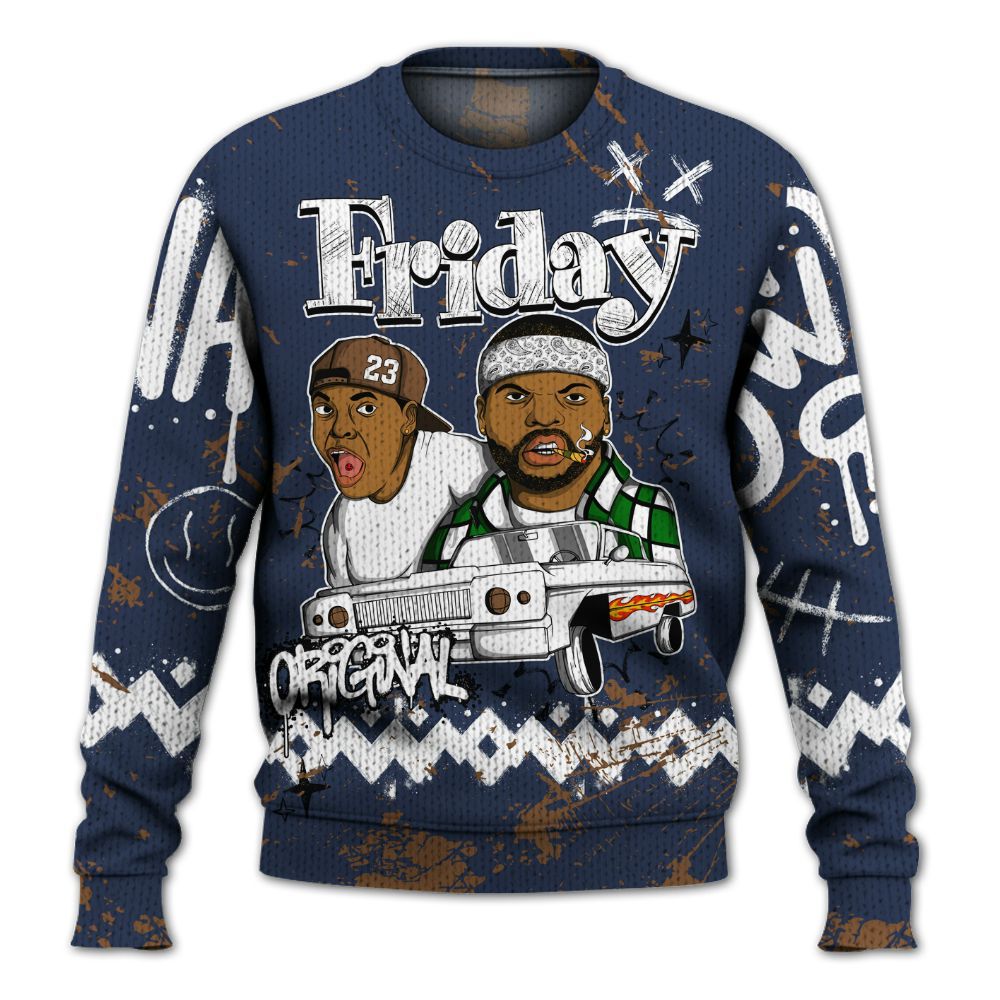 Knitted Sweater To Match Midnight Navy 13s - Friday Sneaker Crayon