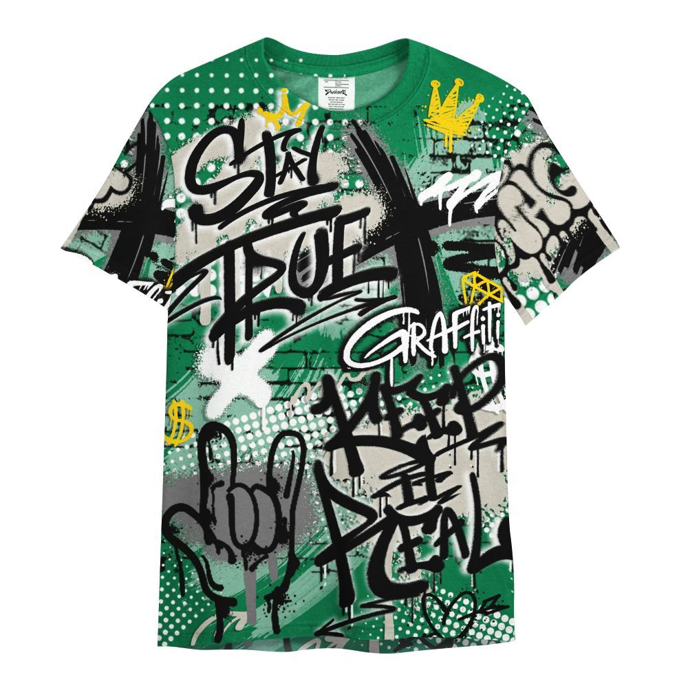 Shirt To Match Lucky Green 2s - True It Real Graffiti Streetwear All Over Print