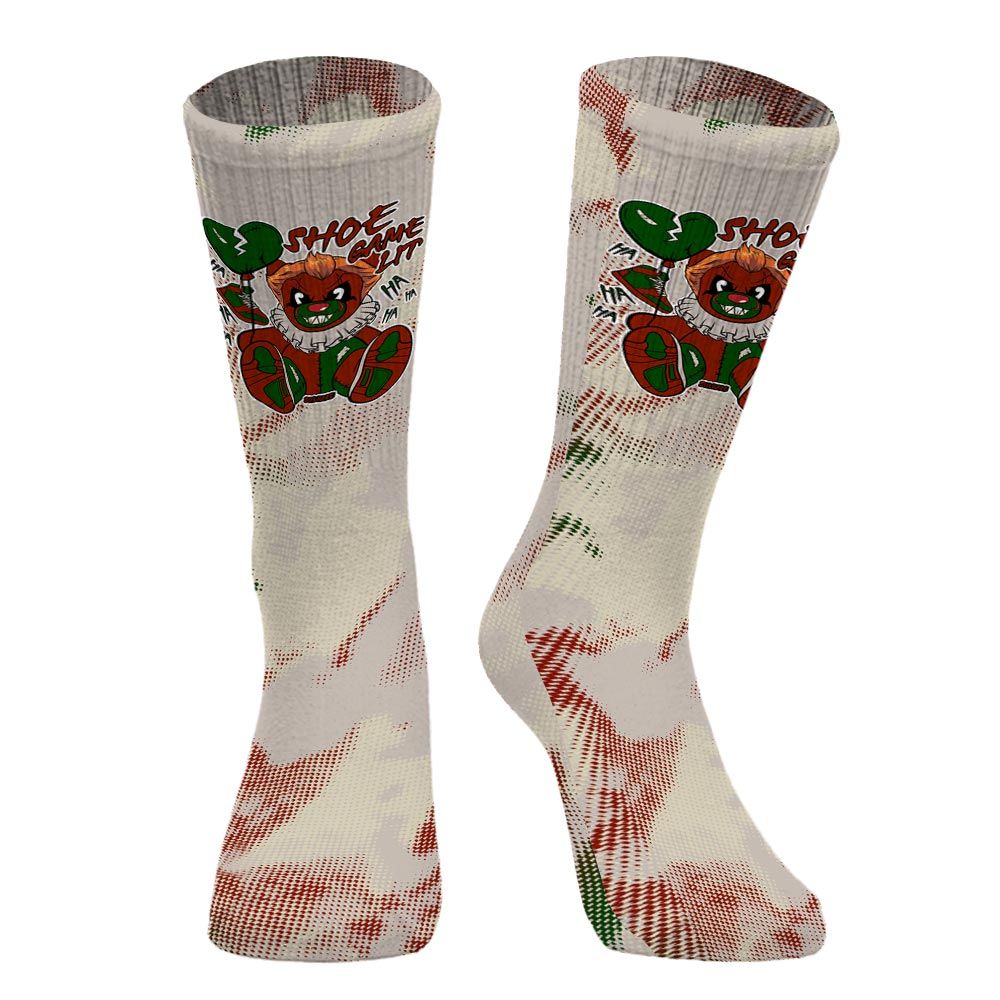 Sock To Match El Grito 5s - Shoe Game Bear Halloween Abstract Halftone
