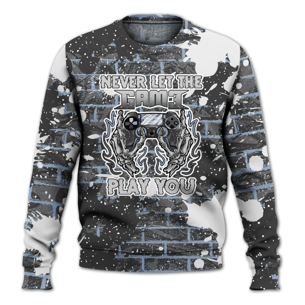 Sweatshirt To Match Reverse Black White 6s - PlayGame Skull Brick All Over Print