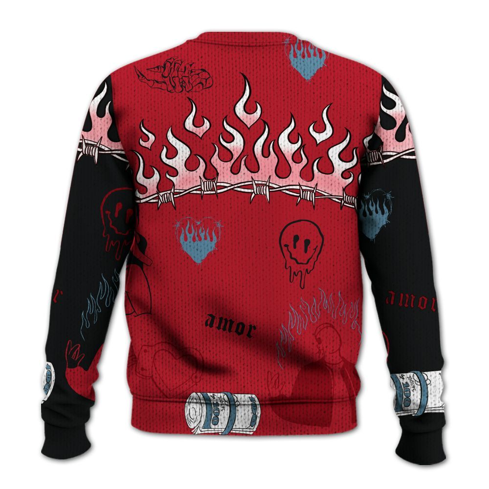 Knitted Sweater To Match Retro Raging Bull 5s - Snake Trust No One