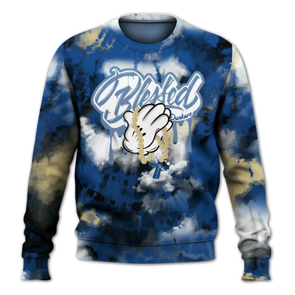 Sweatshirt To Match Air Ship Royal Blue - God Blessed Tie Dye All Over Print